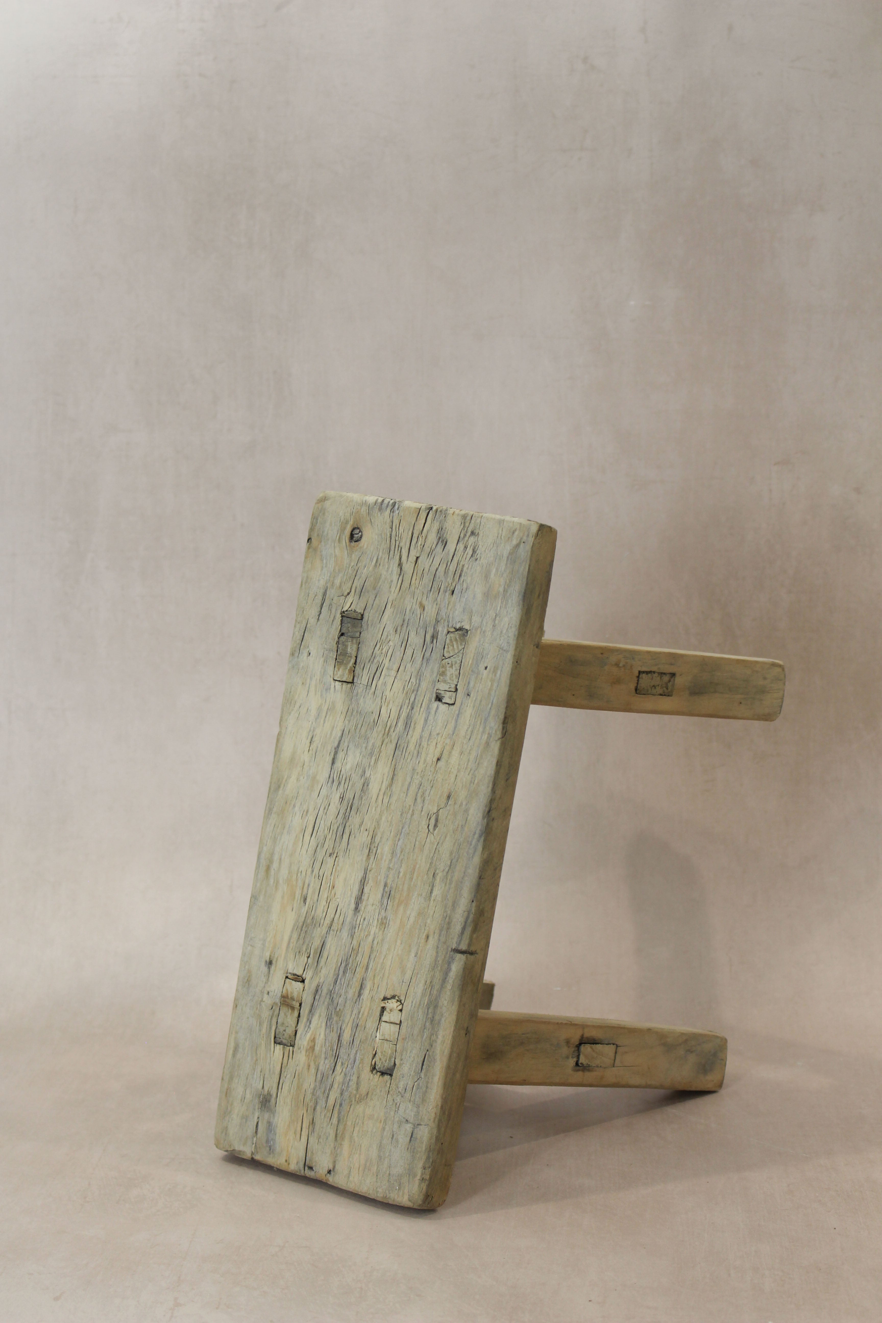 Vintage Rustic Elm Wood Stool - Small - No 23