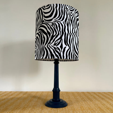 Zebra cotton drum lampshade/ ceiling shade with a white lining