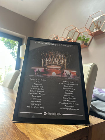 Oasis Fireworks Setlist Poster - Oasis Inspired Print