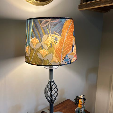Floral Midnight Velvet Lampshade | French Drum Ceiling Light Shade | Bespoke Handmade Empire Lampshade
