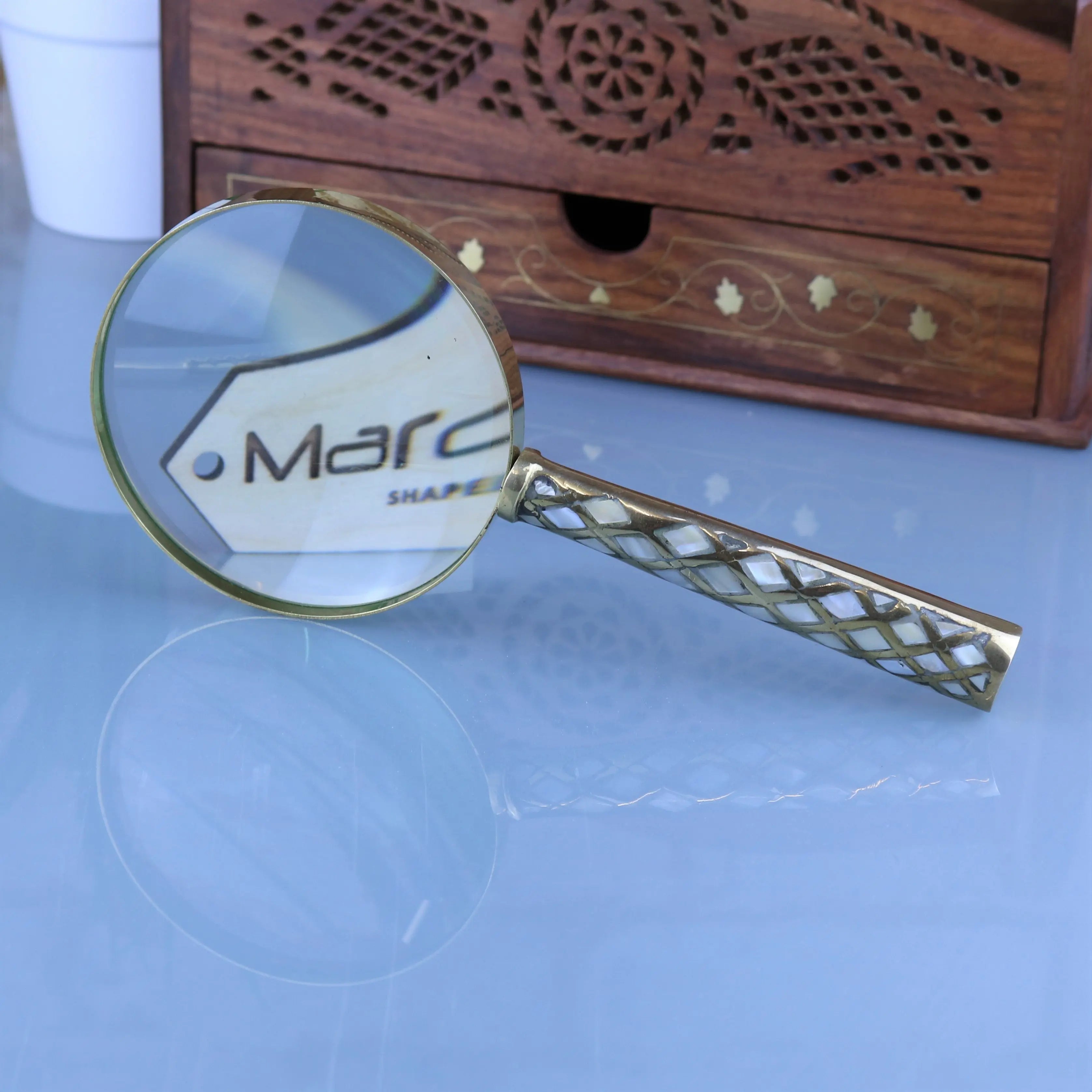 Zuari Brass Magnifying Glass Mother of Pearl