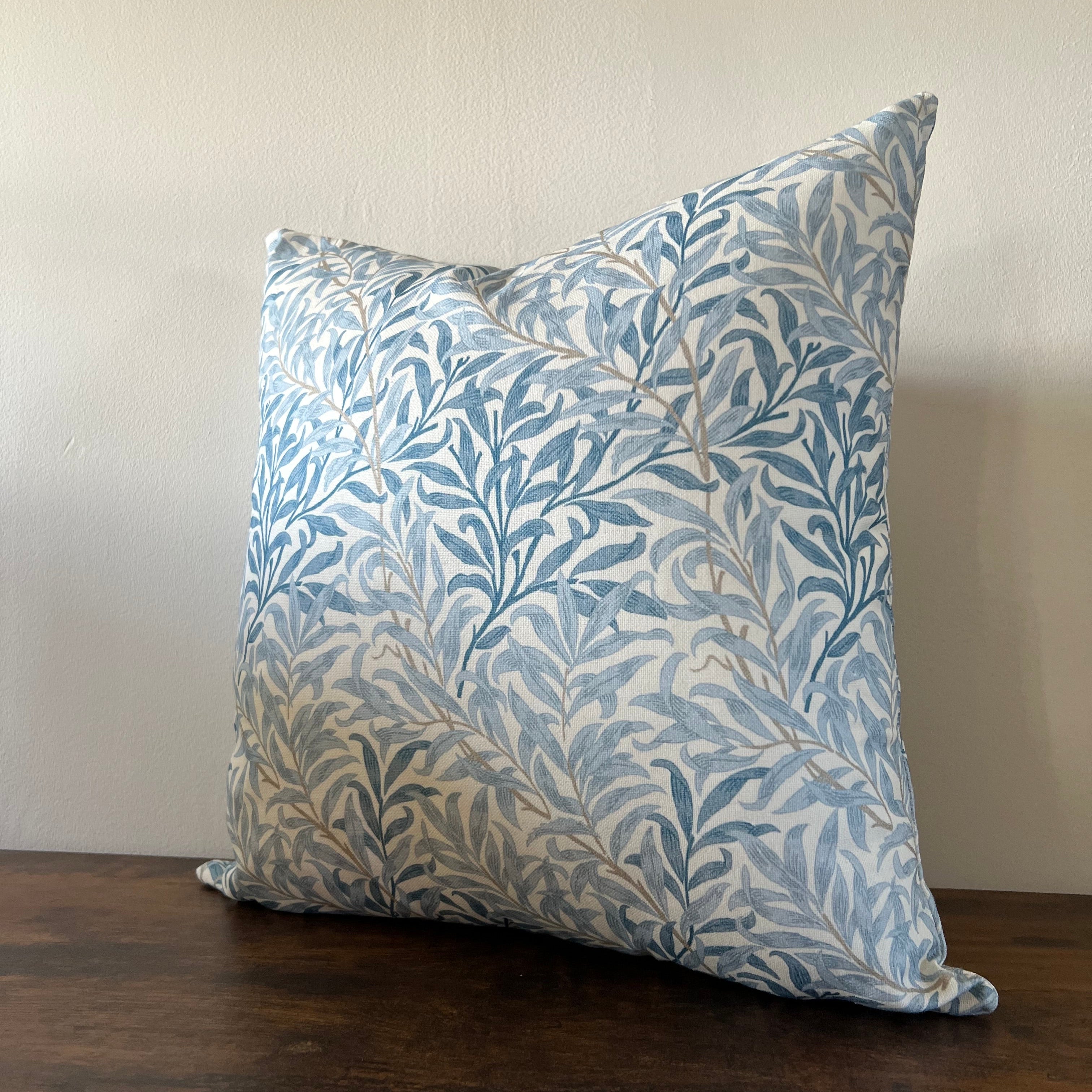 William morris blue willow leaves cotton cushion, scatter cushions