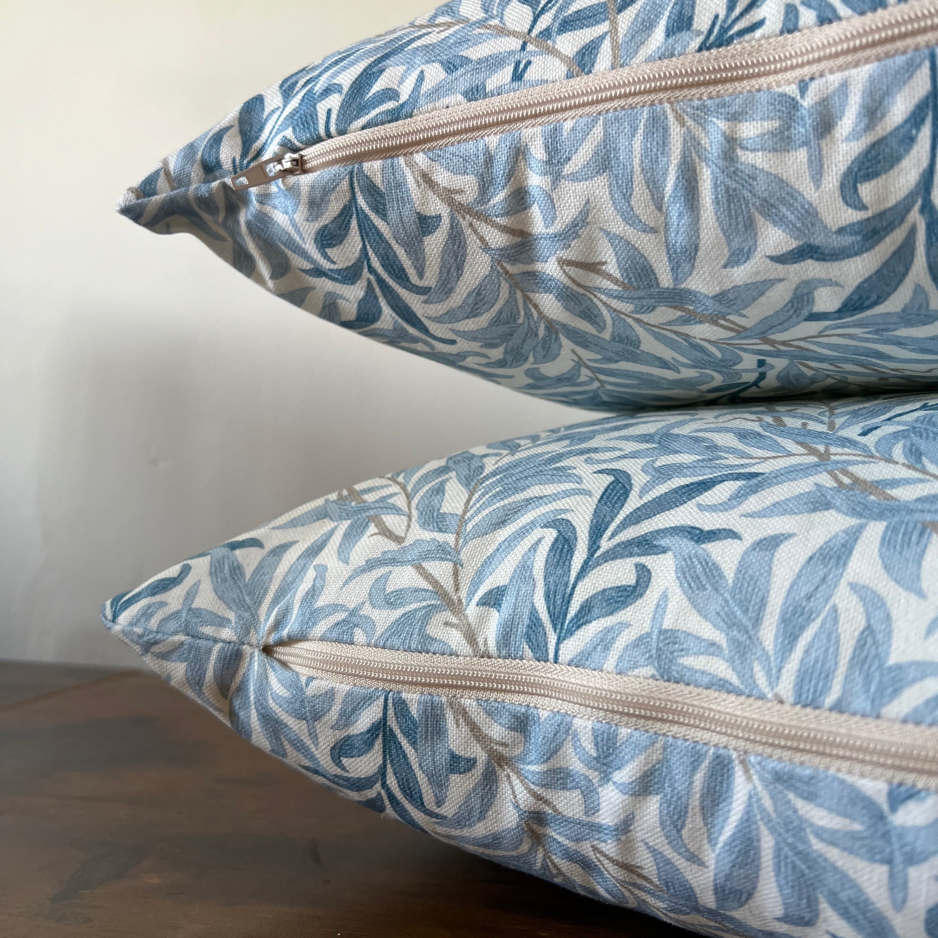 William morris blue willow leaves cotton cushion, scatter cushions