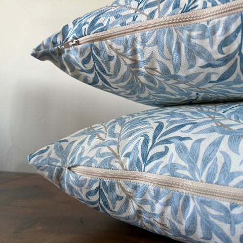 William morris blue willow leaves cotton cushion, scatter cushions