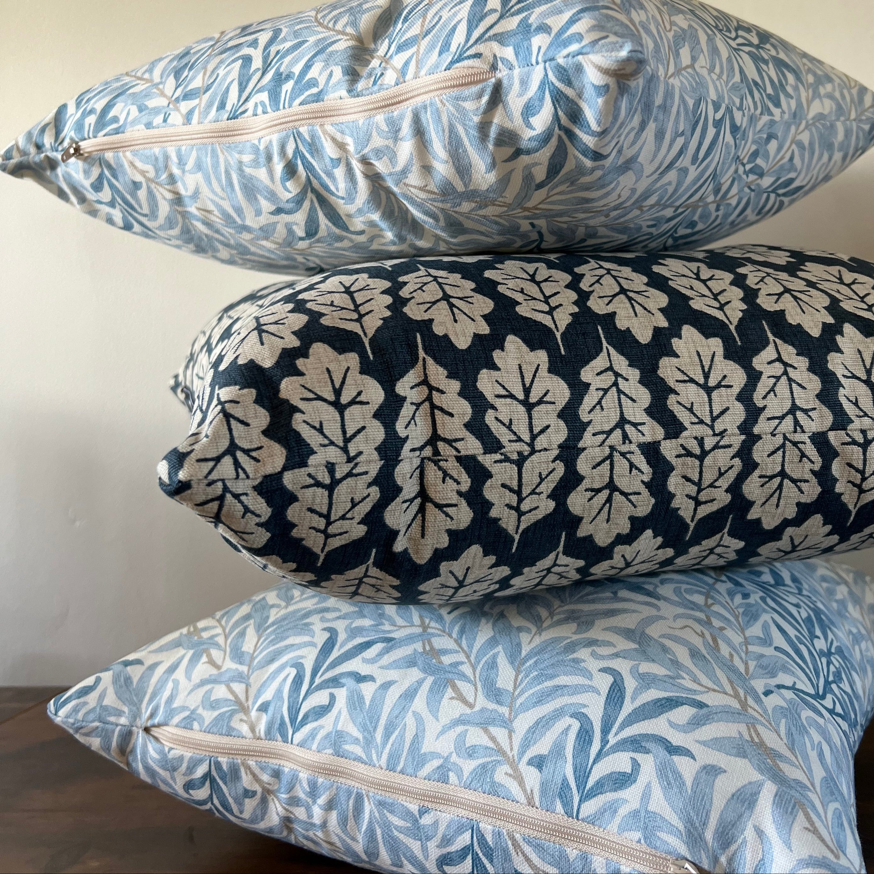 William morris blue willow leaves cotton cushion, scatter cushions