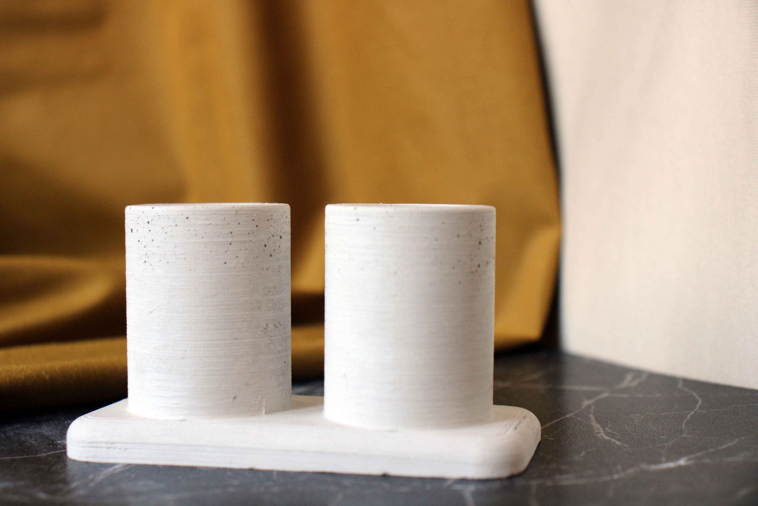 WHITE CONCRETE CANDLE HOLDER