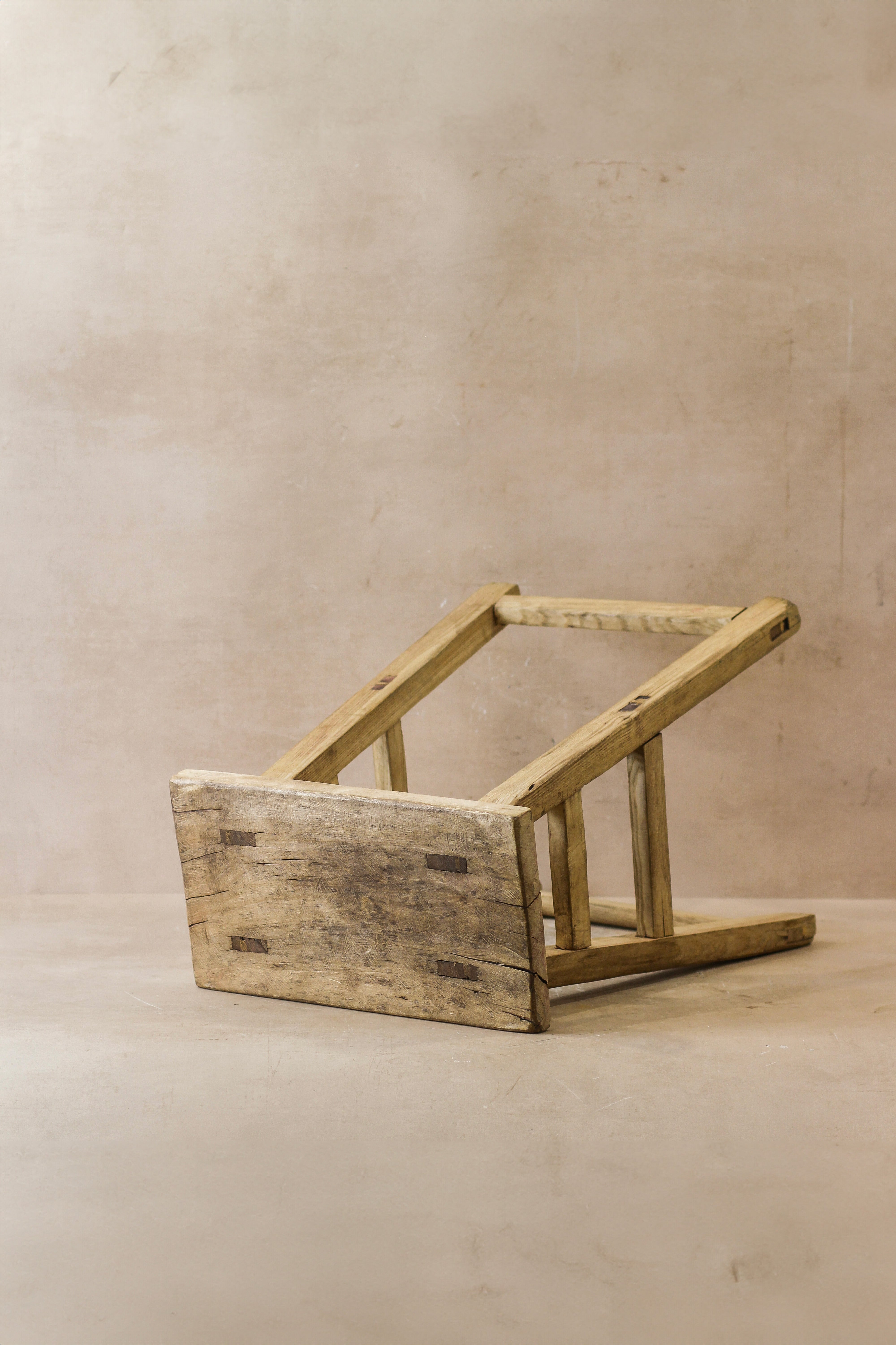 Vintage Rustic Elm Wood Stool - Medium - No 45