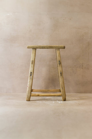 Vintage Rustic Elm Wood Stool - Medium - No 46