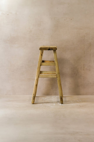 Vintage Rustic Elm Wood Stool - Medium - No 46