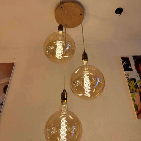 Oak Disc Pendant Light | 3 Drop Kitchen Island, Stairwell & Dining Lighting