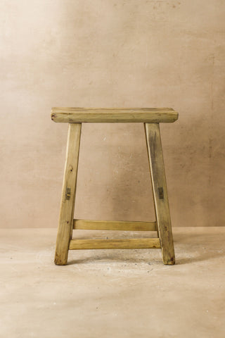 Vintage Rustic Elm Wood Stool - Medium - No 60