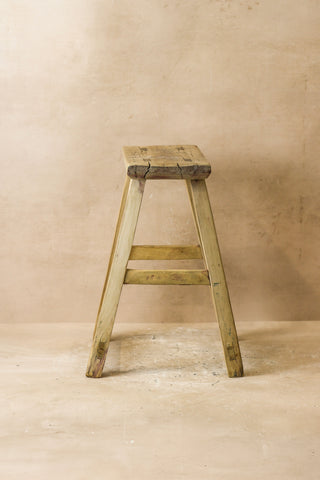 Vintage Rustic Elm Wood Stool - Medium - No 60