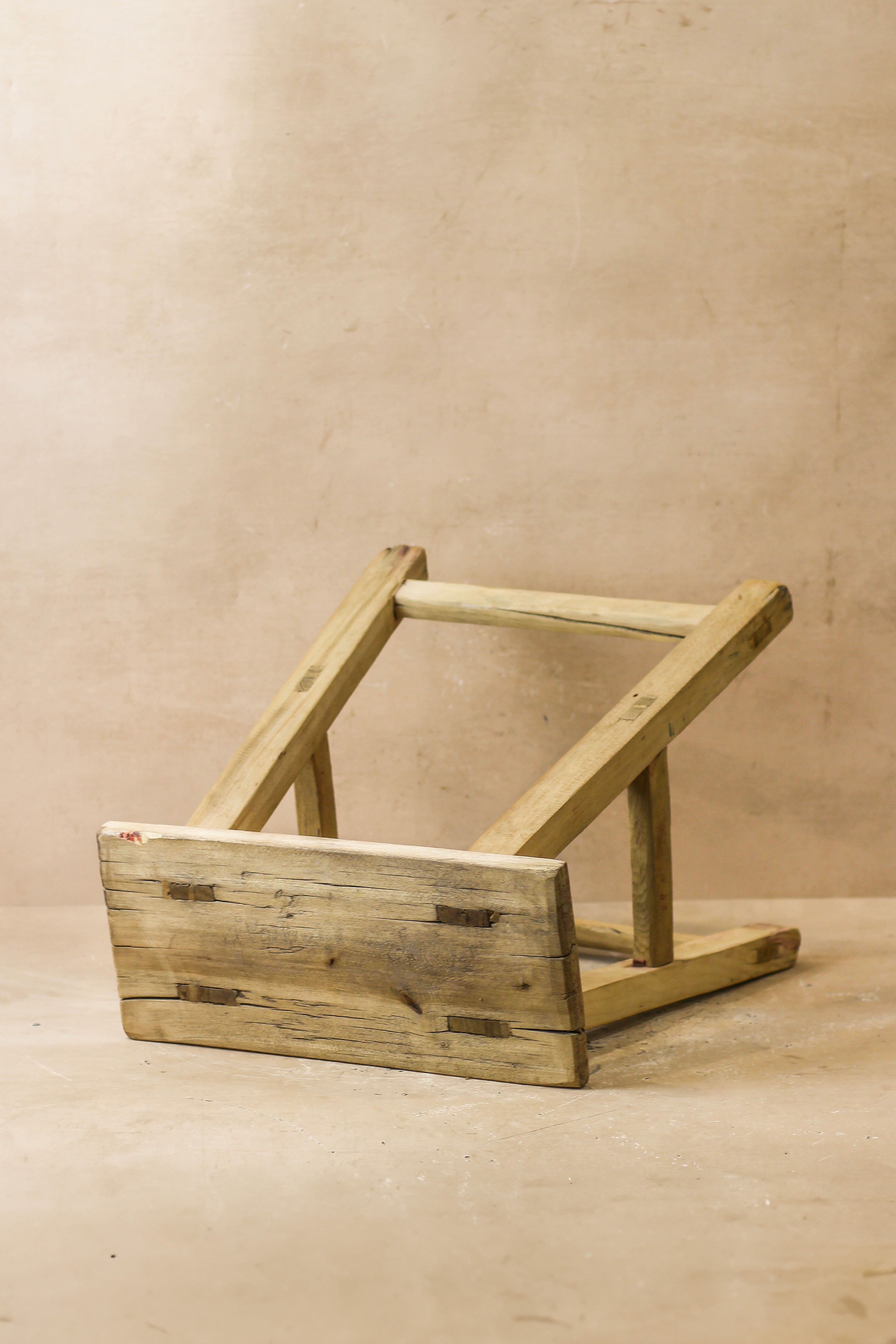 Vintage Rustic Elm Wood Stool - Medium - No 60