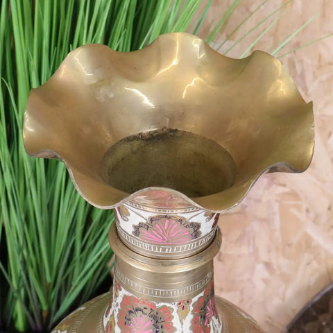 Vintage Brass Vase 92cm Large Scalloped Edge