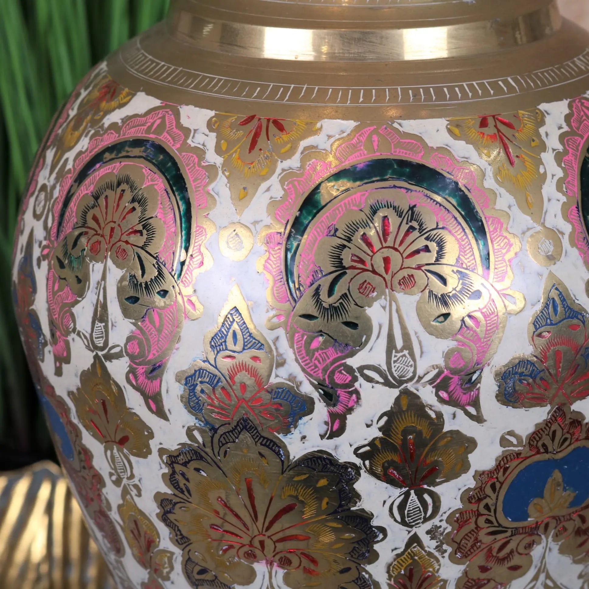 Vintage Brass Vase 92cm Large Scalloped Edge