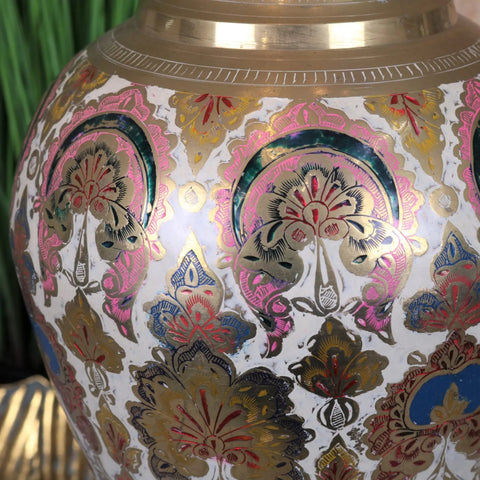 Vintage Brass Vase 92cm Large Scalloped Edge