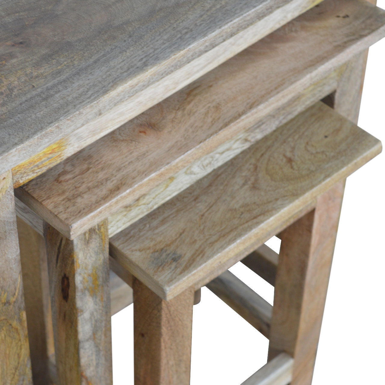 Country Solid Wood Stool Set of 3 Footstool