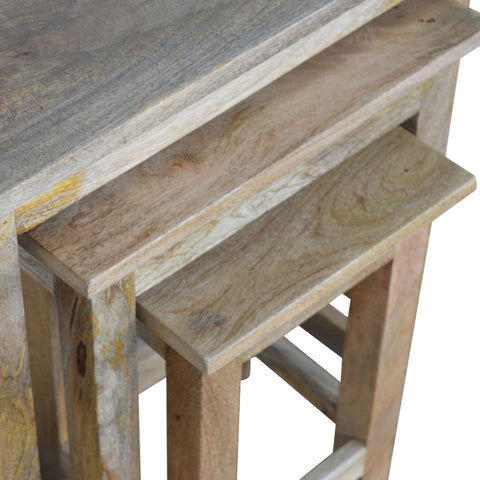 Country Solid Wood Stool Set of 3 Footstool