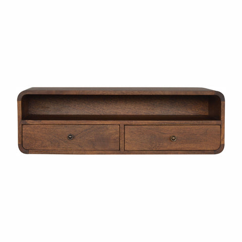Floating Chestnut Open Console Chest of Drawers