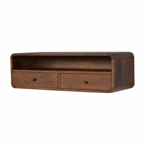Floating Chestnut Open Console Chest of Drawers