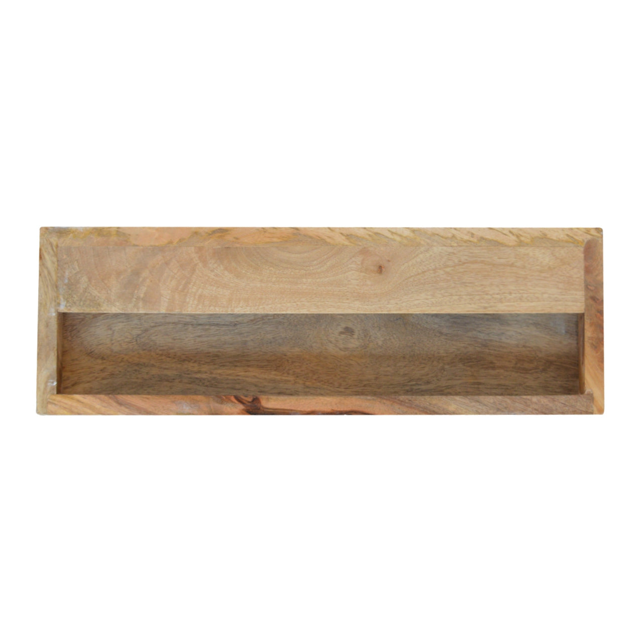 Floating Line Carved Bedside Table | Oak-Ish Solid Mango Wood Wall-Mounted