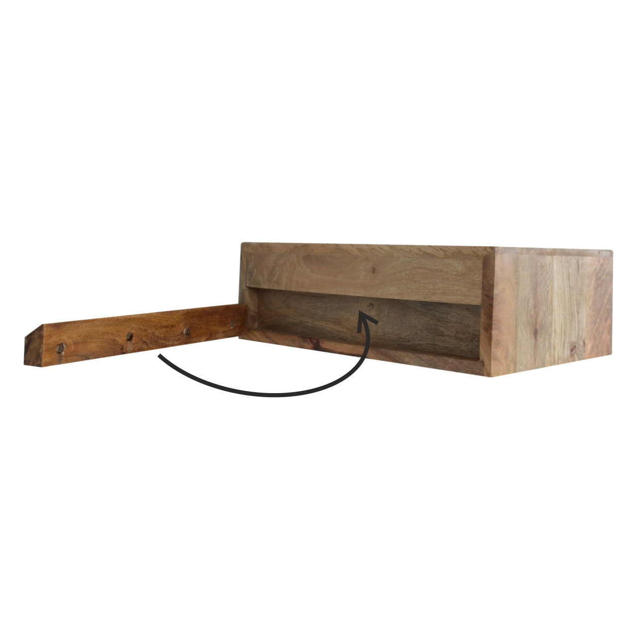 Floating Line Carved Bedside Table | Oak-Ish Solid Mango Wood Wall-Mounted