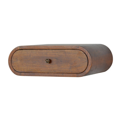 Wall Mounted Round Chestnut Bedside Table | Wall-Mounted