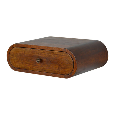 Wall Mounted Round Chestnut Bedside Table | Wall-Mounted