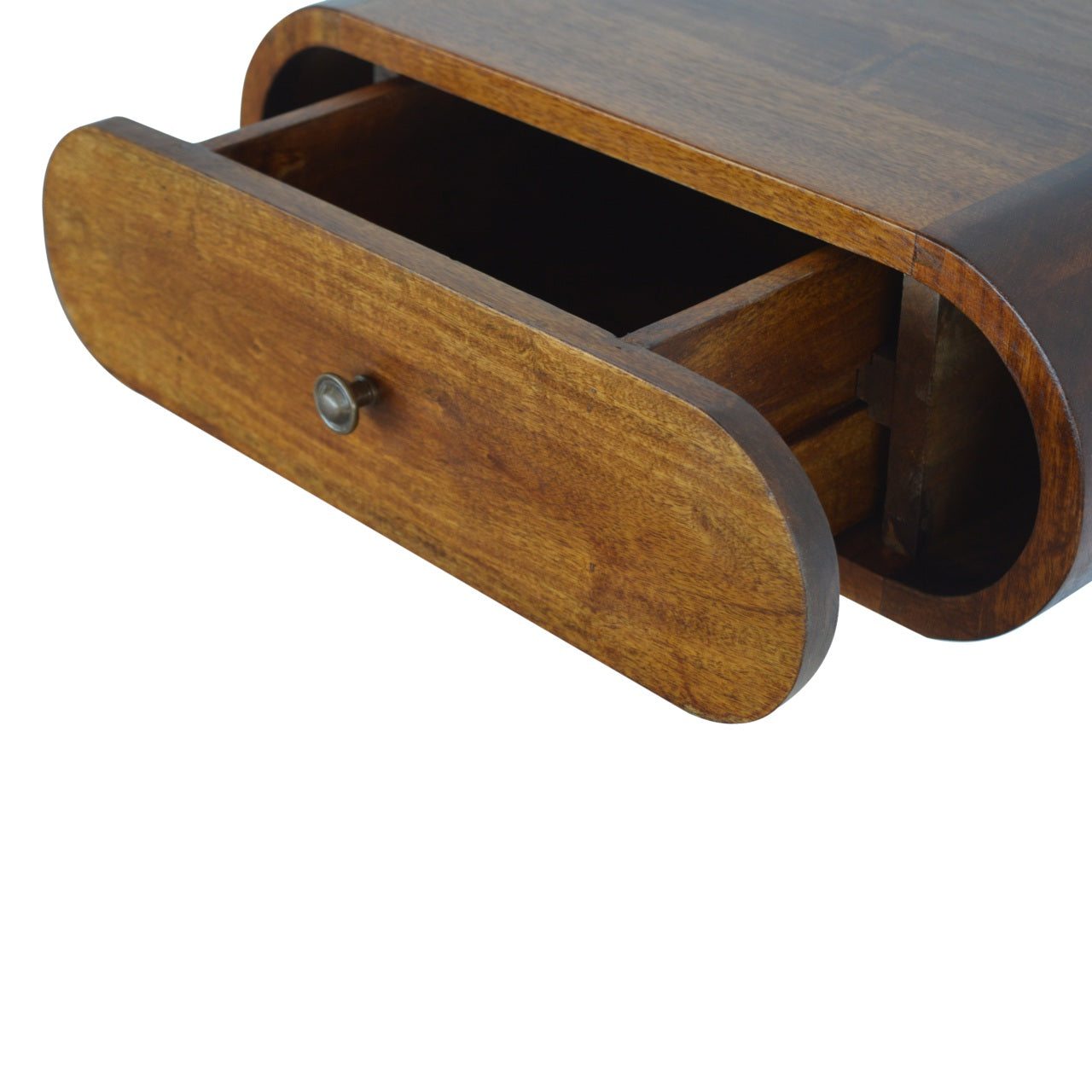 Wall Mounted Round Chestnut Bedside Table | Wall-Mounted