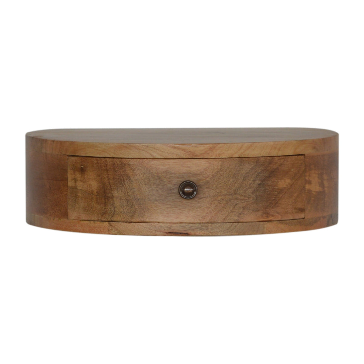 Wall Mounted Rounded Bedside Table | Oak-Ish Solid Mango Wood Wall-Mounted