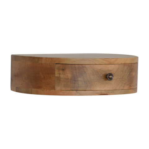 Wall Mounted Rounded Bedside Table | Oak-Ish Solid Mango Wood Wall-Mounted