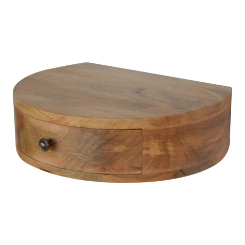 Wall Mounted Rounded Bedside Table | Oak-Ish Solid Mango Wood Wall-Mounted