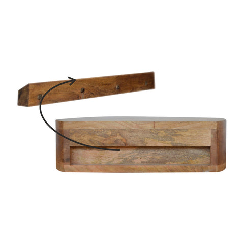 Wall Mounted Rounded Bedside Table | Oak-Ish Solid Mango Wood Wall-Mounted