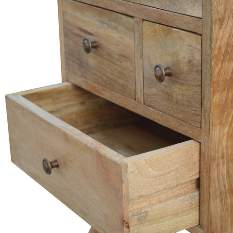 Nordic Style 4-Drawer Multi Bedside Table | Oak-Ish Solid Mango Wood