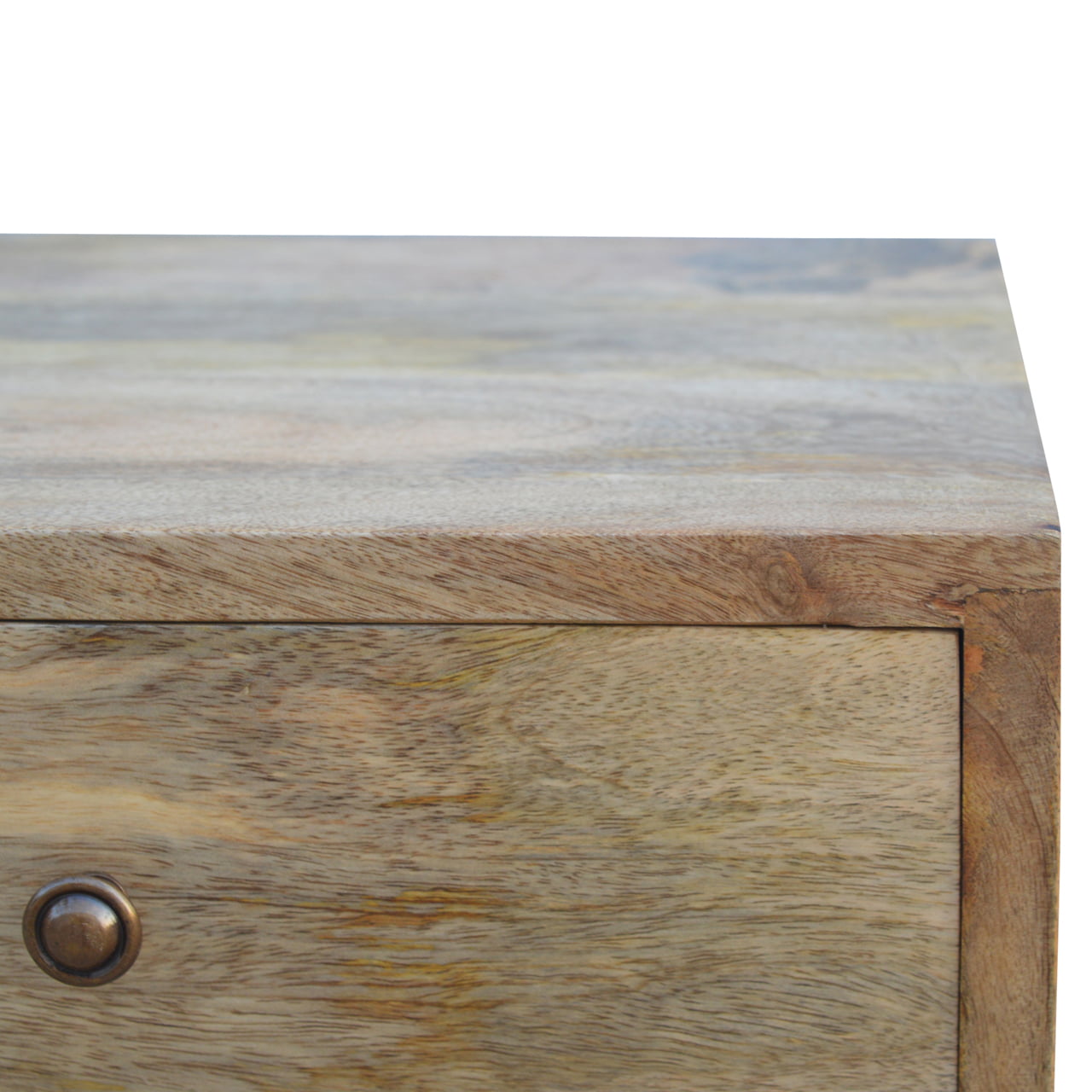 Nordic Style 4-Drawer Multi Bedside Table | Oak-Ish Solid Mango Wood