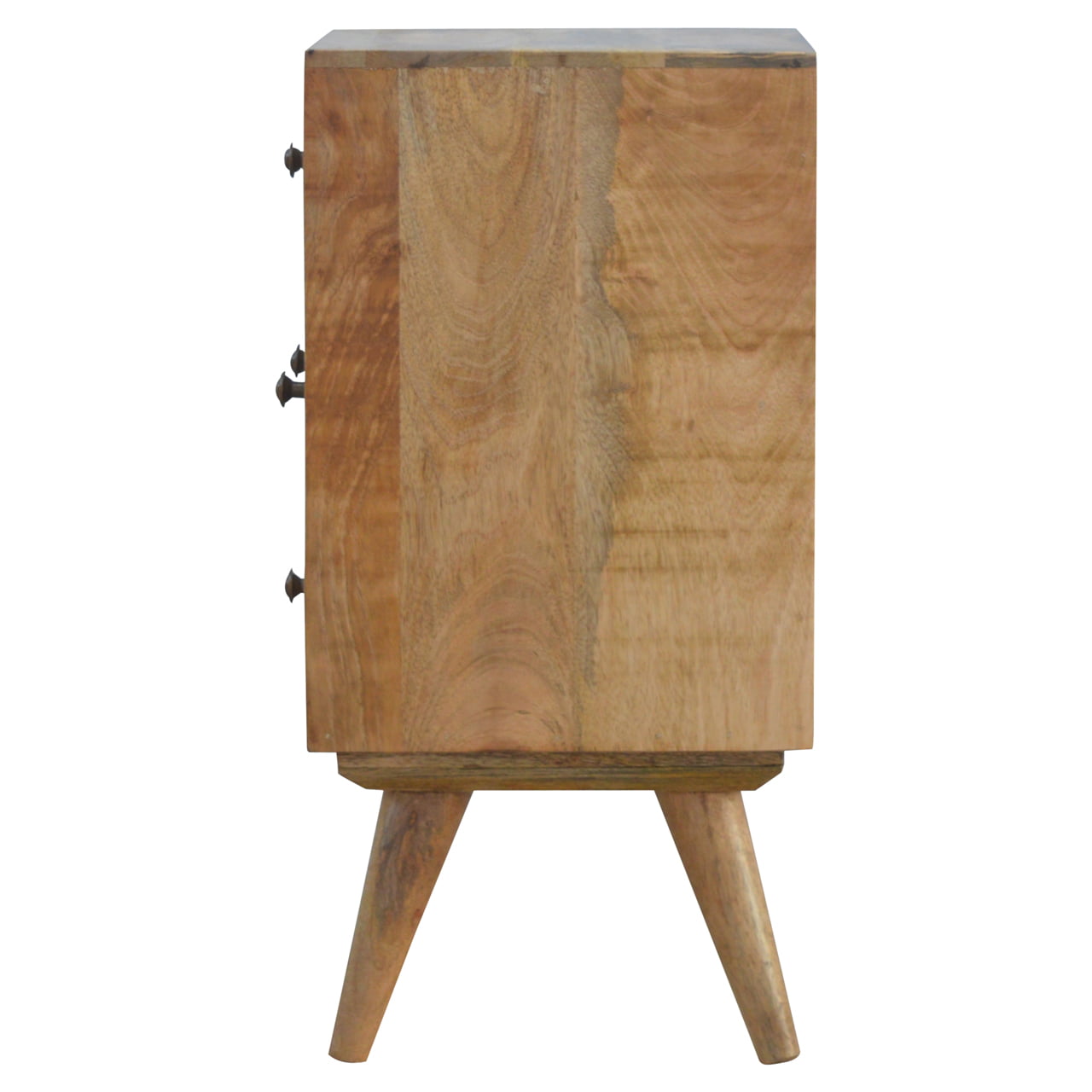 Nordic Style 4-Drawer Multi Bedside Table | Oak-Ish Solid Mango Wood