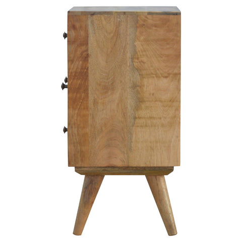 Nordic Style 4-Drawer Multi Bedside Table | Oak-Ish Solid Mango Wood