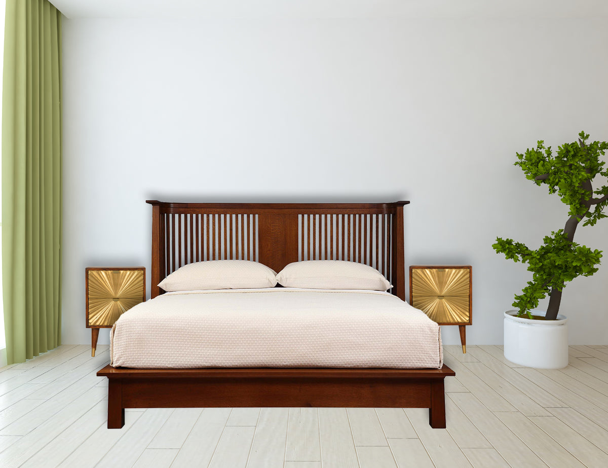 Manila Gold Bedside Table | Chestnut Solid Mango Wood