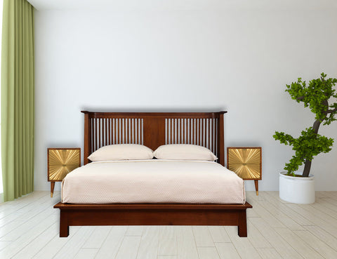 Manila Gold Bedside Table | Chestnut Solid Mango Wood