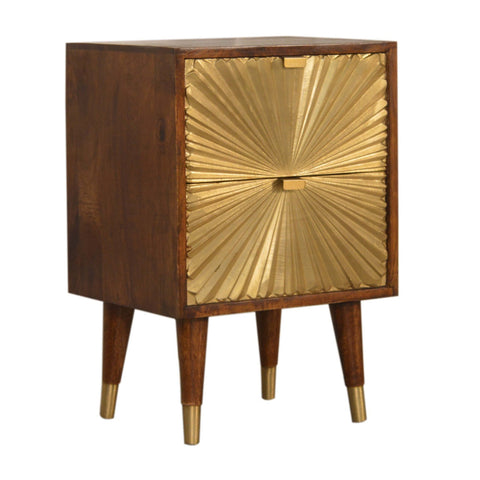 Manila Gold Bedside Table | Chestnut Solid Mango Wood