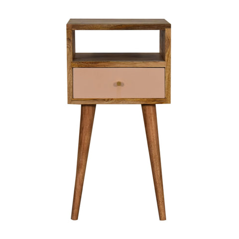 Mini Blush Hand Painted Bedside Table | Oak-Ish Solid Mango Wood