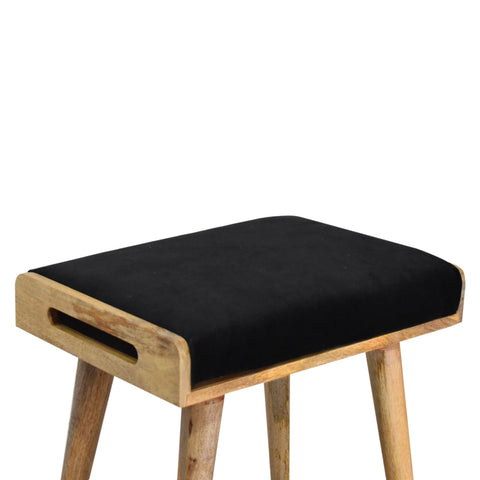 Black Velvet Tray Style Footstool | Cotton Velvet