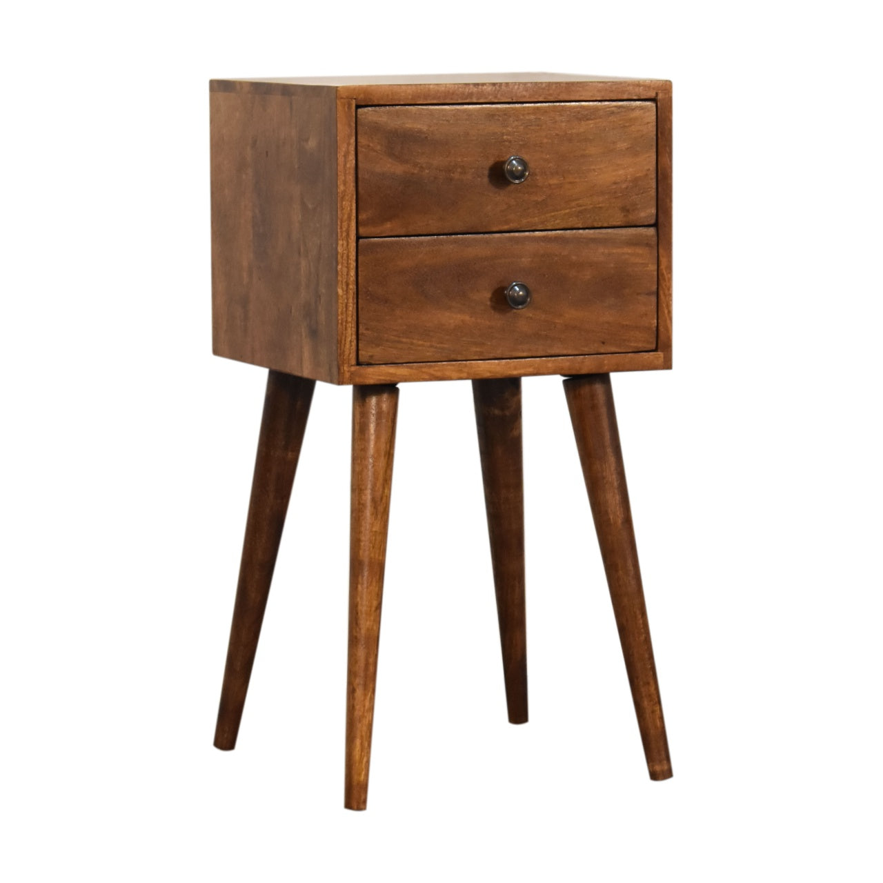 Mini 2-Drawer Chestnut Bedside Table