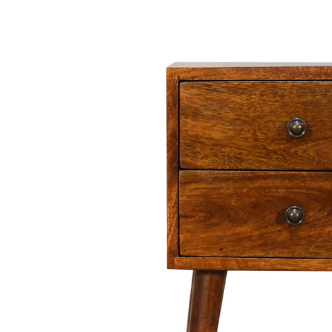 Mini 2-Drawer Chestnut Bedside Table