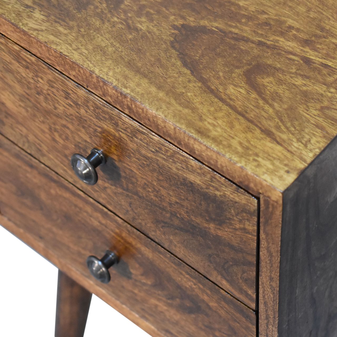 Mini 2-Drawer Chestnut Bedside Table