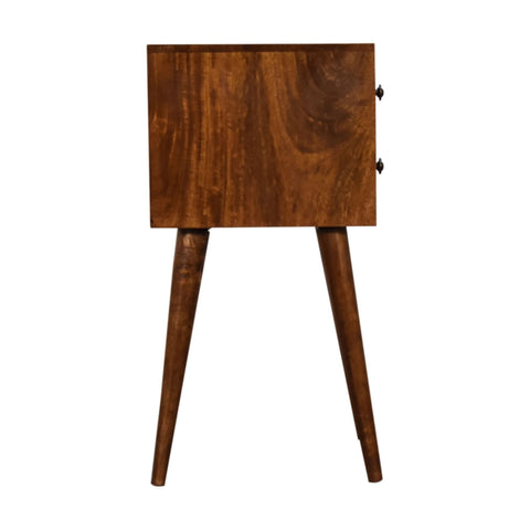 Mini 2-Drawer Chestnut Bedside Table
