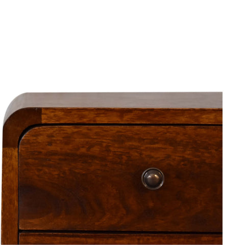Mini Chestnut Curved Bedside Table
