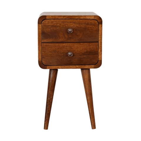 Mini Chestnut Curved Bedside Table
