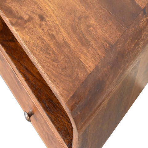 Mini Chestnut Curved Media Unit with 2-Drawers Chest of Drawers