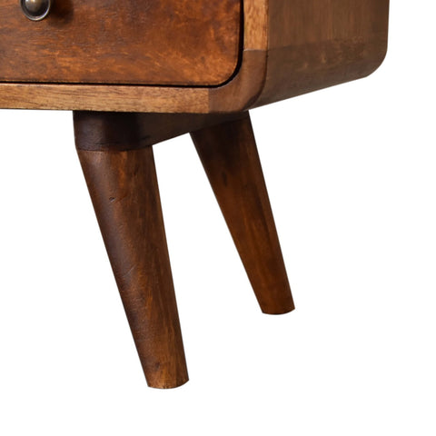Mini Chestnut Curved Media Unit with 2-Drawers Chest of Drawers